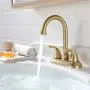 PARLOS Two-Handle Bathroom Sink Faucet with Metal Drain Assembly and Supply Hose Lead-Free cUPC Mixer Double Handle Tap Laundry Utility Faucet Brushed Gold, 1359108