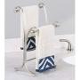 mDesign Decorative Metal Fingertip Towel Holder Stand for Bathroom Vanity Countertops to Display and Store Small Guest Towels or Washcloths, 2 Tiers - 13.6'' High - 2 Pack - Satin
