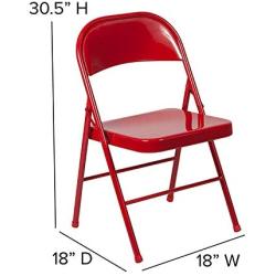 LIVING TRENDS 1 Pack Marvelius Double Braced Red Metal Folding Chair