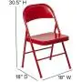 LIVING TRENDS 1 Pack Marvelius Double Braced Red Metal Folding Chair