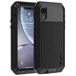 Lanhiem iPhone XR Case, Heavy Duty Shockproof [Tough Armour] Metal Case with Built-in Screen Protector, 360 Full Body Protective Cover for iPhone XR (6.1'' 2018), Dust Proof Design -Black