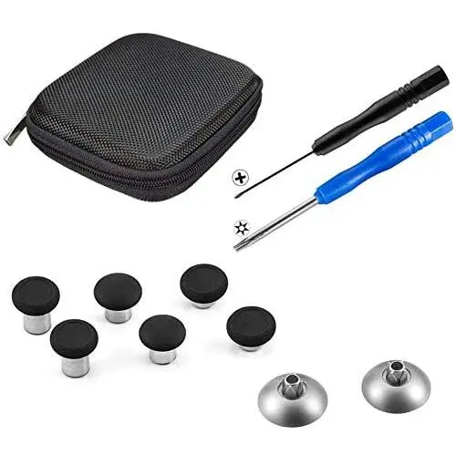 TOMSIN 8 in 1 Magnetic Metal Replacement Thumbsticks Analog Joysticks & T8 Cross Screwdrivers Repair Kit for Xbox One S/Elite & PS4 DualShock 4 Controller TOMSIN 8 in 1 Magnetic Metal Replacement Thumbsticks Analog Joysticks & T8 Cross Screwdrivers Repair Kit for Xbox One S/Elite & PS4 DualShock 4 Controller