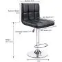 Homall Bar Stools Modern PU Leather Adjustable Swivel Barstools, Armless Hydraulic Kitchen Counter Bar Stool Synthetic Leather Extra Height Square Island Barstool with Back Set of 2(Black)