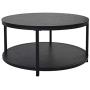 NSdirect Round Coffee Table, 36 inch Rustic Wooden Surface Top & Sturdy Metal Legs Industrial Sofa Table for Living Room Modern Design Home Furniture with Storage Open Shelf (Black)