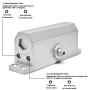 Door Closer FS-1306 Automatic Adjustable Closers Grade 3 Spring Hydraulic Auto Door-Closer with Easy Installation Life Size Fitting Template & Instructions Silver Aluminium