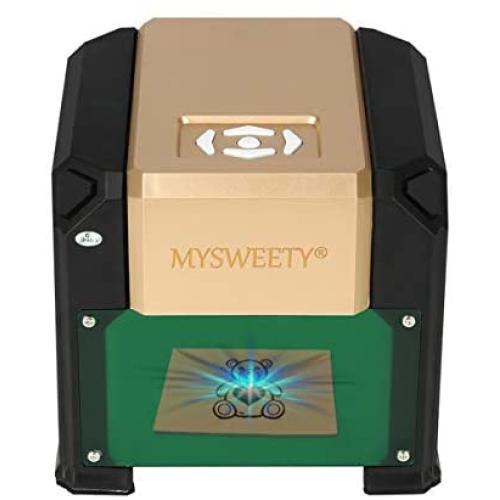 Engraving Machine, MYSWEETY 3000mW Mini Desktop Printer Engraver Machine Working Area 80X80mm for Home Use DIY Logo(Easy to Operate)