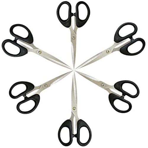 6 inch Scissors Comfort-Grip Handles Small Sewing Scissor,Sharp Office Pointed Scissors 6-pack 5'' Black Perfect for Cutting Paper