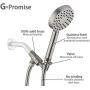 100% Solid Metal Brushed Nickel Handheld Shower Head With Extra Long Stainless Steel Hose & Brass Holder Bracket ,Equipped with Flow Regulator to Control Water Pressure, Hotel Quality