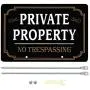 HISVISION Private Property No Trespassing Sign with Metal Stakes, 12'' x 8'' Heavy Duty Aluminum Reflective No Trespassing Sign for Lawn House Yard HISVISION Private Property No Trespassing Sign with Metal Stakes, 12'' x 8'' Heavy Duty Aluminum Reflective No Trespassing Sign for Lawn House Yard