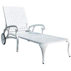 HOMEFUN Chaise Lounge Outdoor Chair, Aluminum Pool Side Sun Lounges with Wheels Adjustable Reclining, Patio Furniture, Pack of 1, White