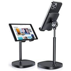 Cell Phone Stand, Angle Height Adjustable LISEN Phone Stand for Desk, Thick Case Friendly Phone Holder Stand for Desk, Compatible with All Mobile Phones,iPhone,Switch,iPad,Tablet(4-10in)-Full Black