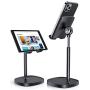 Cell Phone Stand, Angle Height Adjustable LISEN Phone Stand for Desk, Thick Case Friendly Phone Holder Stand for Desk, Compatible with All Mobile Phones,iPhone,Switch,iPad,Tablet(4-10in)-Full Black