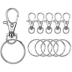 Swivel Clasps Lanyard Snap Hook with Key Rings,Metal Lanyard Hook Lobster Claw Clasp(110 Pieces)