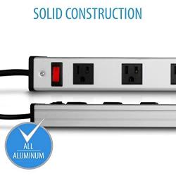 V7 PWS2308-1N 8-Outlet Horizontal Industrial Metal Power Strip 125V, 15A, 12-ft. Cord, 5-15R