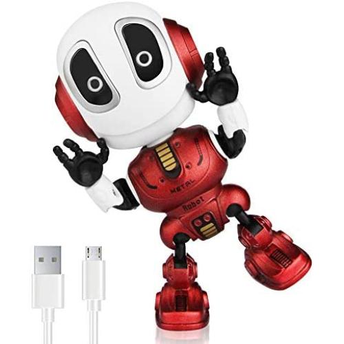 Betheaces Robots for Kids Rechargeable Talking Robot Interactive Toy Repeats Your Voice Travel Toys with Portable Metal Body and Flashing Lights Robot Gifts for Boys and Girls (Fire Red)