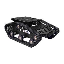 XiaoR Geek Smart Robot Car Chassis Kit Aluminum Alloy Big Tank Chassis with 2WD Motors for Arduino/Raspberry Pi DIY Remote Control Robot Car Toys - Free Tools (Black)