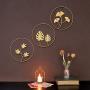 Tinsow 9.5 Inch Iron Wall Sculptures,Gold Metal Ginkgo, Maple, Monstera Leaf Wall Decor Round Wall Ornaments,Easy Installation Great for Bedroom Hanging Parts Hotel Wall Decoration (Gold, 4)