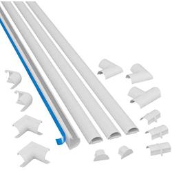 D-Line White Medium Cord Cover Kit, 13FT Self-Adhesive Wire Hider, Cable Raceway to Hide Wires on Wall, Cable Management - 4 x 39in Lengths and Accessories