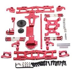 Gravo for WLtoys 1:14 144001 RC Car Full Upgrade Spare Parts Metal C Seat Steering Cup Swing Arm Central Drive Shaft,Red