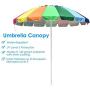 Yescom 8 ft Metal Rainbow Beach Patio Umbrella 16 Rib Tilt Market Table Umbrella Outdoor Sunshade Cover Sand Anchor