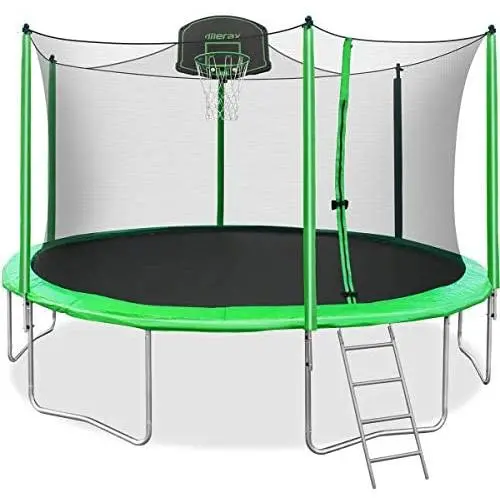 Merax 12FT 14FT Trampoline with Safety Enclosure Net, Basketball Hoop and Ladder, Trampoline for Kids