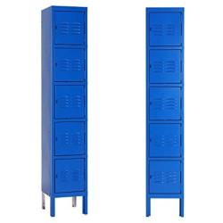 INVIE Metal Locker Steel Storage Locker with 5 Door 5 Tier Personal for Home Office School Gym Cabinet,Blue