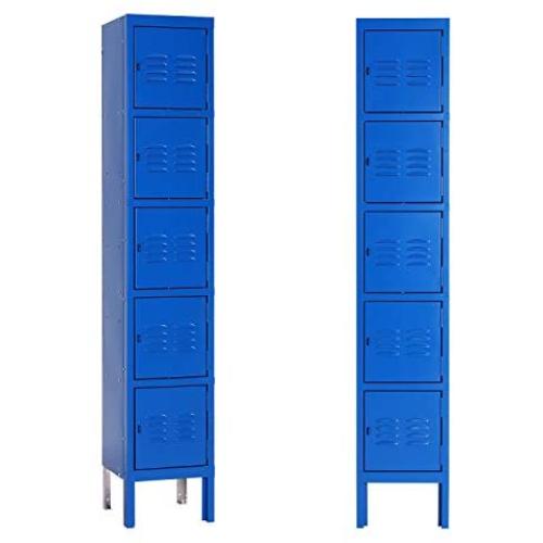 INVIE Metal Locker Steel Storage Locker with 5 Door 5 Tier Personal for Home Office School Gym Cabinet,Blue