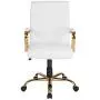 Flash Furniture Mid-Back White LeatherSoft Executive Swivel Office Chair with Gold Frame and Arms Flash Furniture Mid-Back White LeatherSoft Executive Swivel Office Chair with Gold Frame and Arms
