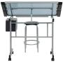 SD Studio Designs Studio Designs 2 Piece Vision Modern Metal Hobby, Craft, Drawing, Drafting Table, Mobile Desk with 40.75'' W x 25.75'' D Angle Adjustable Top in Silver/Blue Glass