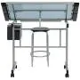 SD Studio Designs Studio Designs 2 Piece Vision Modern Metal Hobby, Craft, Drawing, Drafting Table, Mobile Desk with 40.75'' W x 25.75'' D Angle Adjustable Top in Silver/Blue Glass SD Studio Designs Studio Designs 2 Piece Vision Modern Metal Hobby, Craft, Drawing, Drafting Table, Mobile Desk with 40.75'' W x 25.75'' D Angle Adjustable Top in Silver/Blue Glass