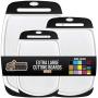 Gorilla Grip Original Oversized Cutting Board, 3 Piece, Perfect for the Dishwasher, Juice Grooves, Larger Thicker Boards, Easy Grip Handle, Non Porous, Extra Large, Kitchen, Set of 3, Black