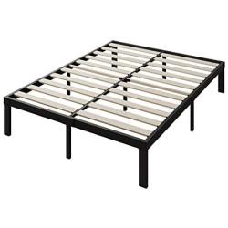 ZIYOO Bed Frame 16 Inch Metal Platform Bed with Wooden Slat Support,3500lbs Heavy Duty/Strengthen Support Mattress Foundation,Noise Free,Queen,Black