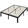 ZIYOO Bed Frame 16 Inch Metal Platform Bed with Wooden Slat Support,3500lbs Heavy Duty/Strengthen Support Mattress Foundation,Noise Free,Queen,Black
