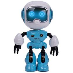 SPACE LION Kids Mini Robot Toy, Metal Body Robot can be rotated, Flashing Lights and Cool Sounds Robot Interactive Toy for Boys(U Robot-Sky Blue)