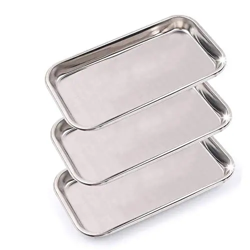 3 Pack Professional Medical Surgical Stainless Steel Dental Procedure Tray Thickening Lab Instrument Tools Trays -Flat Type 3 Pack Professional Medical Surgical Stainless Steel Dental Procedure Tray Thickening Lab Instrument Tools Trays -Flat Type