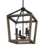 KingSo 4-Light Chandelier Rustic Metal Pendant Light, Adjustable Height Square Pendant Ceiling Hanging Light Fixture with Oil Rubbed Bronze Finish for Bedroom Kitchen Island Livingroom Farmhouse Foyer