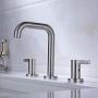 RKF Solid Brass Two Handle Widespread Bathroom Sink Faucet with METAL Pop-up Drain with overflow and CUPC Supply Hoses,CWF028-BN,Brushed Nickel