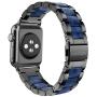 Wearlizer Black Blue Bands Compatible with Apple Watch Straps 42mm 44mm for iWatch SE Mens Womens Wristband Lightweight Stainless Steel Edge with Central Resin Replacement Bracelet Series 6 5 4 3 2 1