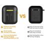 Amoysanli Metal AirPods Case Compatible AirPods 1&2 Charging Cover Case Dual Layer AirPods Cover Skin with Keychain (Not for Wireless Charging Case) (Black)