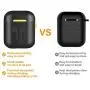 Amoysanli Metal AirPods Case Compatible AirPods 1&2 Charging Cover Case Dual Layer AirPods Cover Skin with Keychain (Not for Wireless Charging Case) (Black)
