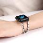 TOMAZON Stylish Bracelet Compatible for Apple Watch Band 38mm 40mm Series 6/5/4/3/2/1, Metal Heart Links Simple Dressy iWatch Wristband Bangle with Love Pendant for Women Girl, Black / white