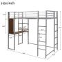 Metal Loft Bed Studio Loft Bunk Bed Over Desk and Bookcase with 2 Ladders,Twin Loft Bed for Dorm, Boys & Girls Teens Kids,Silver
