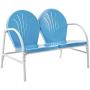 Crosley Furniture Griffith 3-Piece Metal Outdoor Conversation Set with Loveseat and 2 Chairs - Sky Blue
