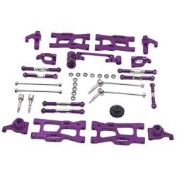 Nobranded Front and Rear Steering Hub Base C Carrier Knuckle Upgrade Kits for 1:14 Wltoys 144001 1:12 124019 124018 RC Car - Purple