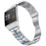 RABUZI Band Compatible for Fitbit Ionic Band,Enamel Process Stainless Steel Metal Accessory Metal Watch Strap Compatible Fitbit Ionic Smartwatch,Silver+Blue Enamel process