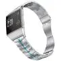 RABUZI Band Compatible for Fitbit Ionic Band,Enamel Process Stainless Steel Metal Accessory Metal Watch Strap Compatible Fitbit Ionic Smartwatch,Silver+Blue Enamel process