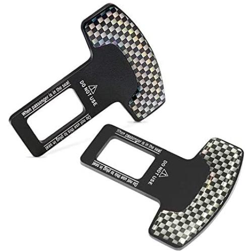 MOCHENT Seat Belt Clip Silencers - Car Seat Belt Alarm Stopper Auto Metal Seat Belt Buckle Insert Plug for All Vehicles Cars 2 Pack