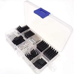 Easycargo 100pcs Heatsink Assortment Kit Small Cooler Aluminum Heat Sink Set for Cooling PC Laptop CPU GPU VGA RAM VRAM VRM IC LED MOSFET Transistor SCR Voltage Regulator (Pre-Applied Thermal Tape)