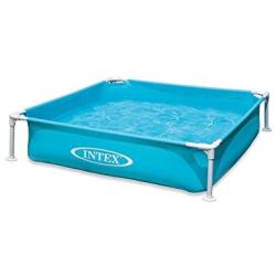 Unbranded Mini Frame Pool 48''x48'' Square Kids Wading Kiddie Swimming Pool Blue Galvanized Metal Steel Frame