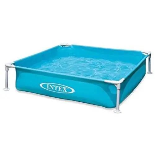Unbranded Mini Frame Pool 48''x48'' Square Kids Wading Kiddie Swimming Pool Blue Galvanized Metal Steel Frame
